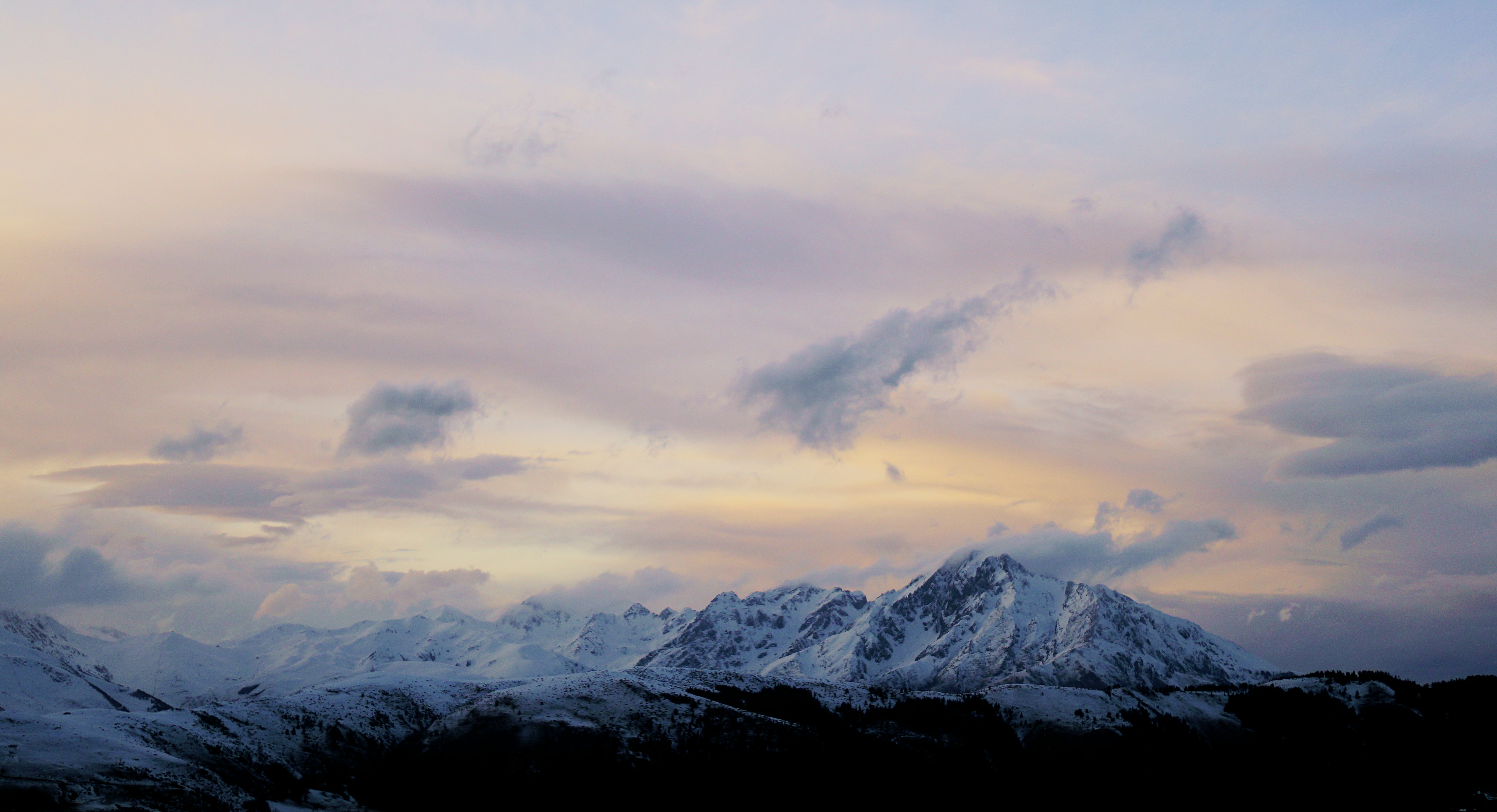 snow covered mountains under cloudy sky during daytime